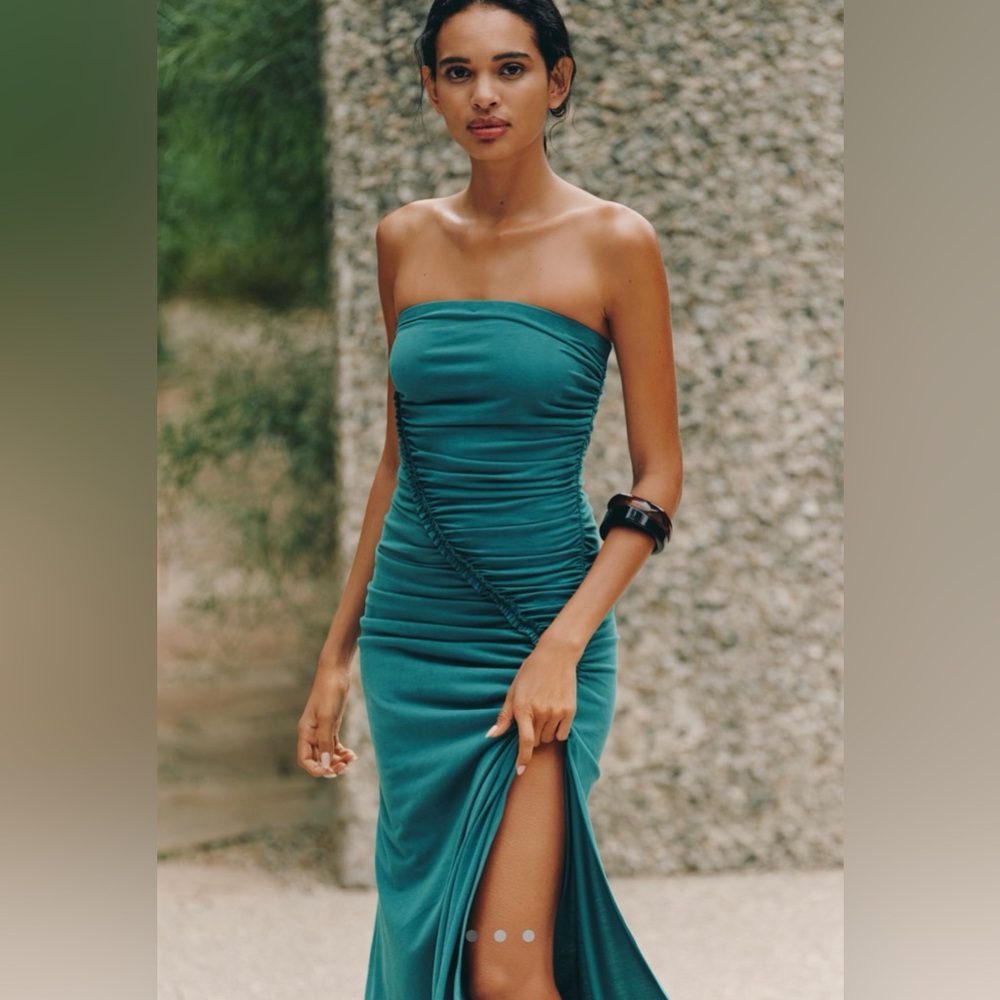 NWT Gabby Strapless Ruched Tube Dress - Size S - Turquoise